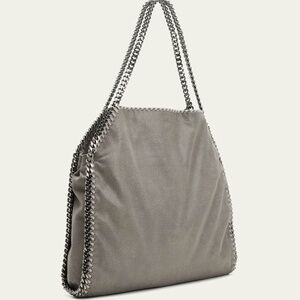 Stella McCartney Large Falabella Shaggy Deer Tote Bag Silver Chain Purse